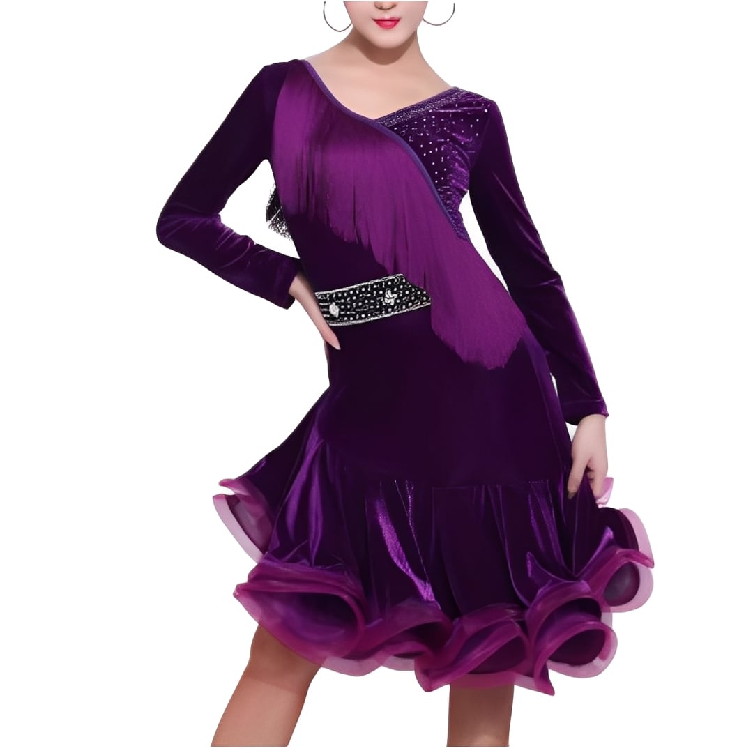 フリンジ ウエストベルト ラインストーン ミニドレス ds1059