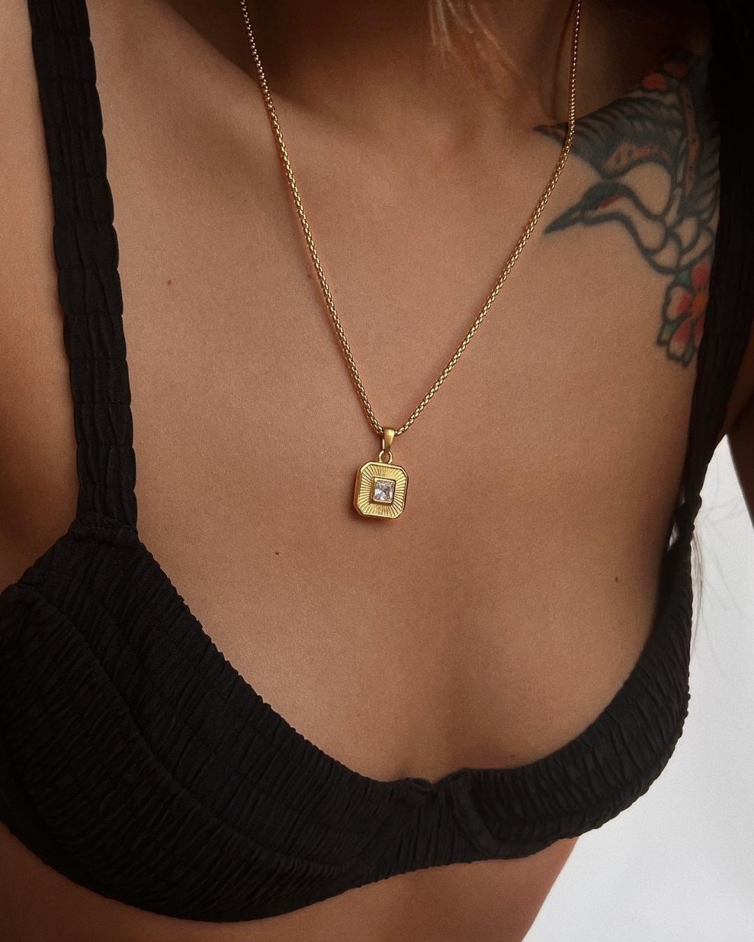 BELLESSIORA スクエアネックレス 10-n-13 スクエアオニキスネックレス 石サイズM8ミリ | vv