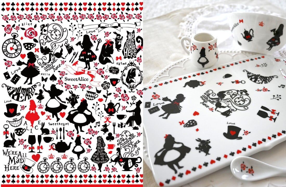 set割引】2枚セット NEW！白磁用LovelyAlice・SweetAlice（ポーセリン