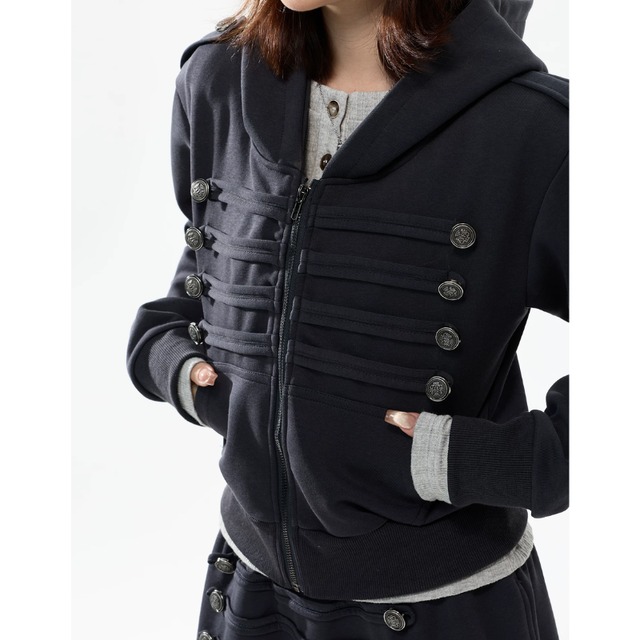 napoleon-style button zip hoodie　ナポレオンボタンジップパーカー　J2112