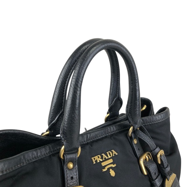 PRADA プラダ ハンドバッグ ブラック トライアングルロゴ レザー ナイロン 2way vintage ヴィンテージ オールド jun4wc