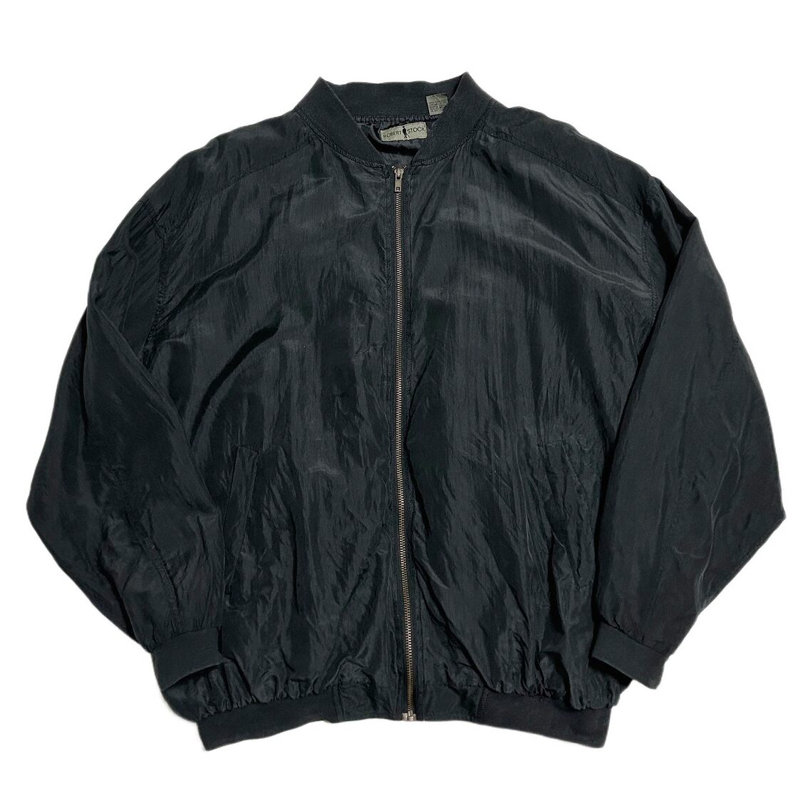90s ROBERT STOCK ロバートストック シルク ブルゾン ブラック 【L 