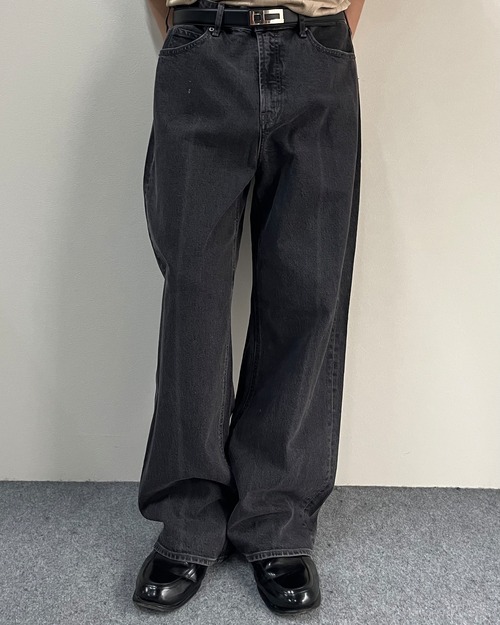 grey fade wide straight denim pants