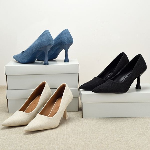 ポインテッドトゥ デニム パンプス 230747