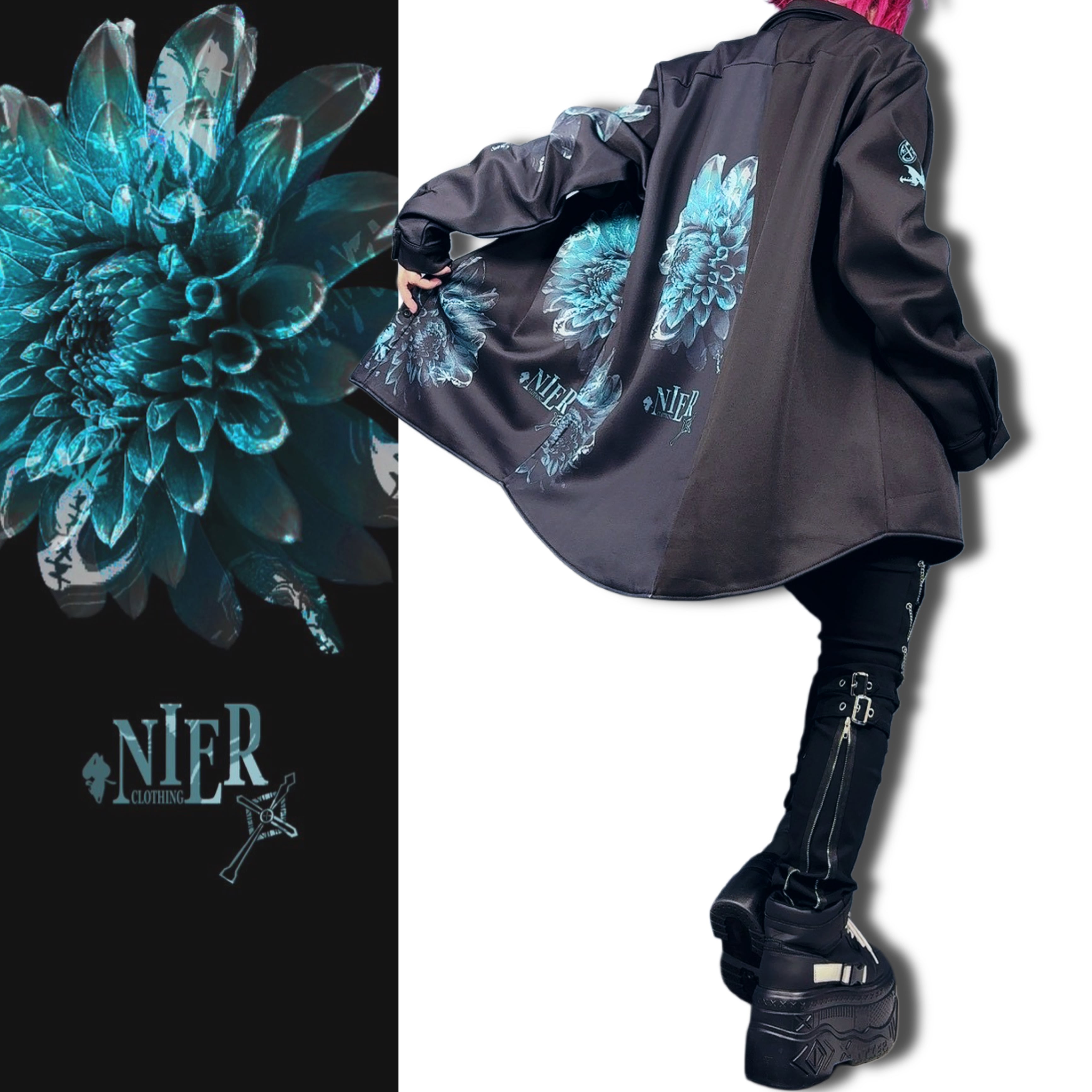 GREEN DAHLIA‐内側フリースシャツ【ワンタッチネクタイ付き】 | NIER
