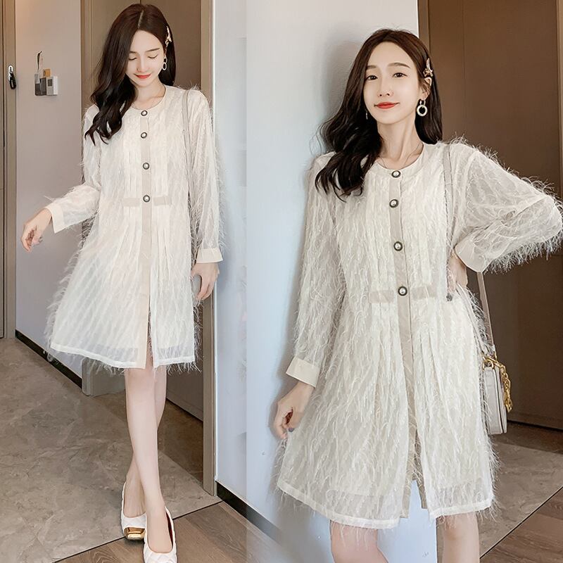 【新作】【送料無料】 マタニティウェア2020秋と冬の新しいシフォンフリンジタイドマザードレス小さな新鮮なミドル丈ドレス妊婦-アリババ オータム 秋物 ウィンター 冬物 expec211777259687