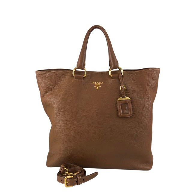 PRADA プラダ トートバッグ ブラウン ロゴ レザー 2way vintage ヴィンテージ オールド 38ggy4
