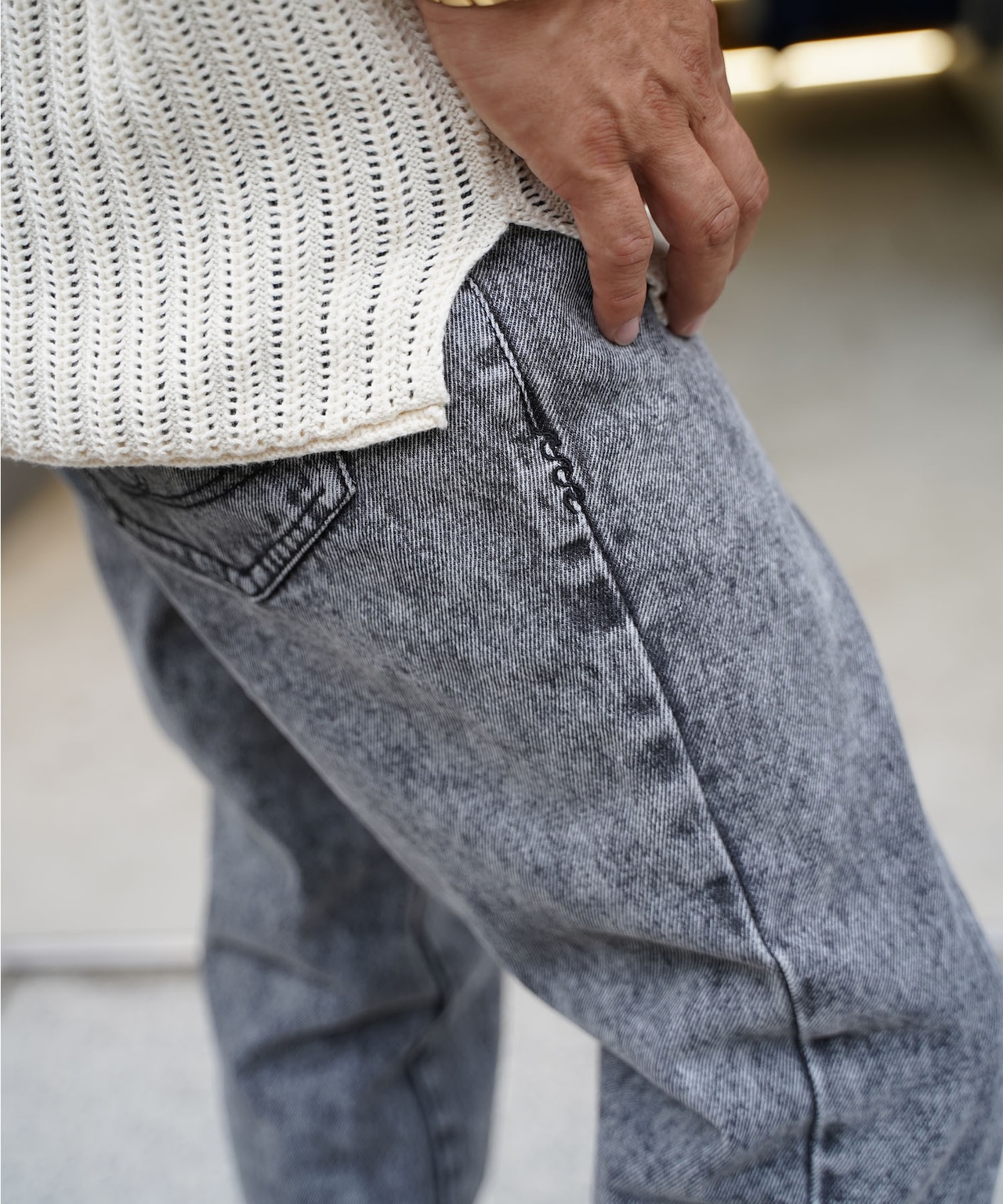 【#Re:room】CHEMICAL WASH TIGHT FIT STRAIGHT DENIM［REP225］