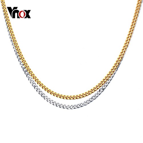 【送料無料】 メンズ ネックレス 3mm チェーン ゴールド ステンレス スタンプ 留め金 61cm 40000366