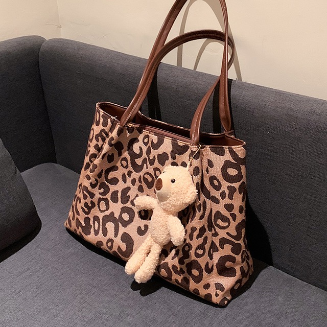 オータムショルダーバッグレオパードプリント柄 秋物 トートバッグ 手作りハンドバック43626368842
