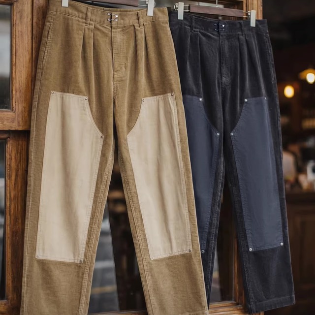 American Retro Workwear Knee Corduroy Logging Pants(GV010)