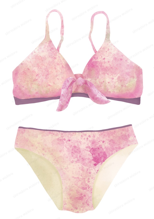 【イラスト素材】Summer & Beach Illustrations-ピンクの水着