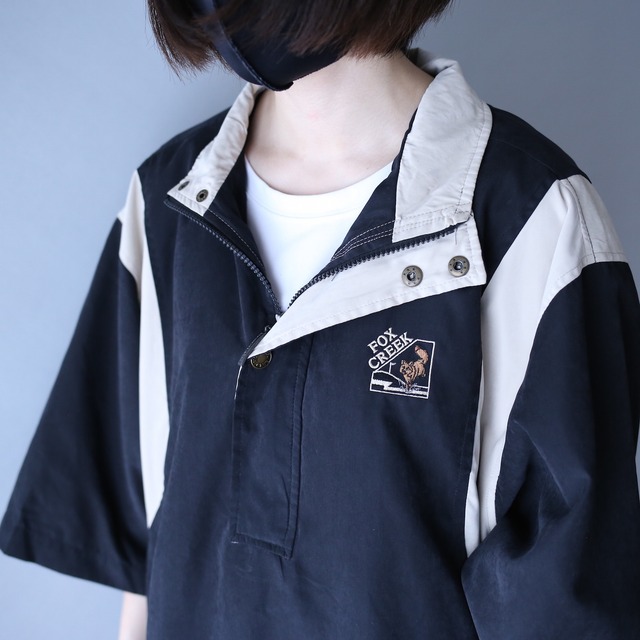 switching design half-zip high-neck h/s pullover