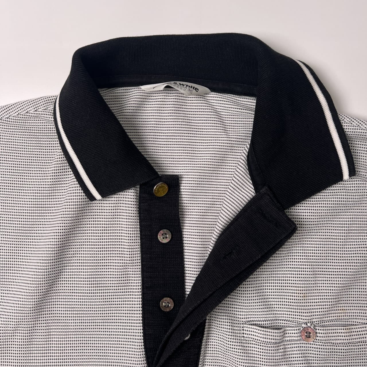 Black&White ブラック&ホワイト 切替デザイン 半袖ポロシャツ M/ホワイト ブラック