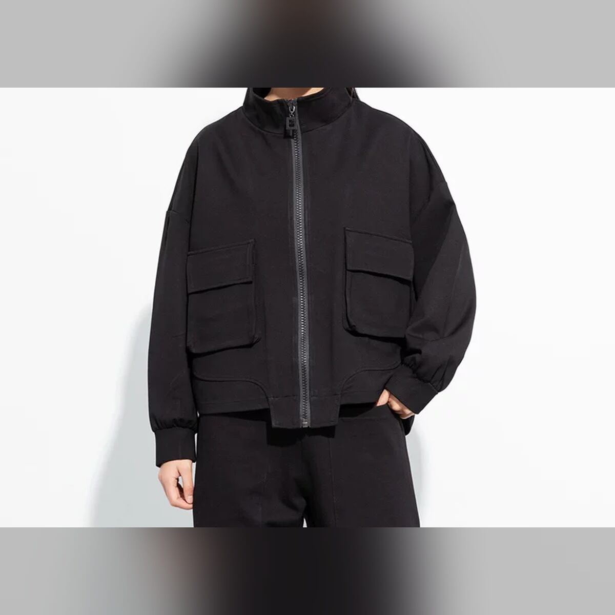 スタンドカラー ビッグポケット ドルマンスリーブ ジップジャケット 1color JK0367