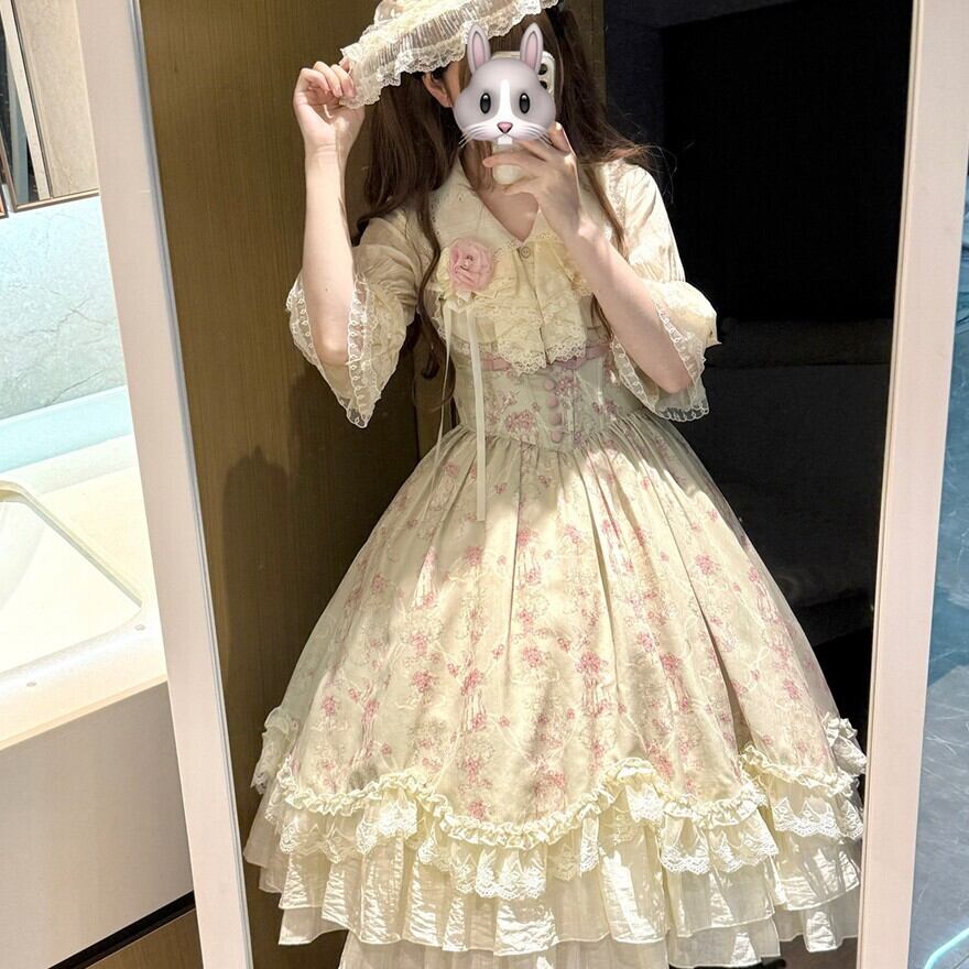 ロリータファッション 甘ロリ JSK 花柄5点セット | ロリィタデビューを