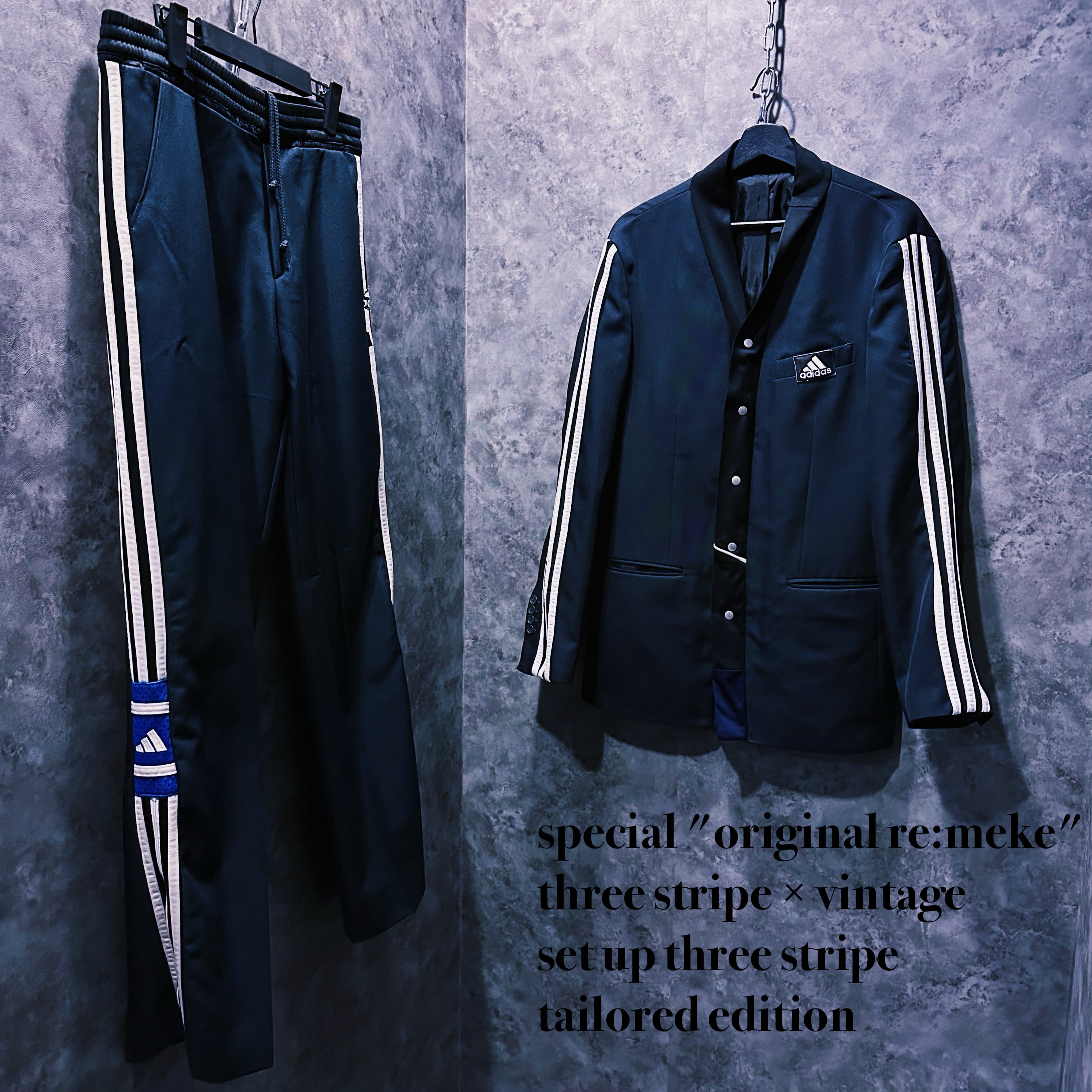 【doppio】special "original re:meke" three stripe × vintage set up three stripe tailored edition