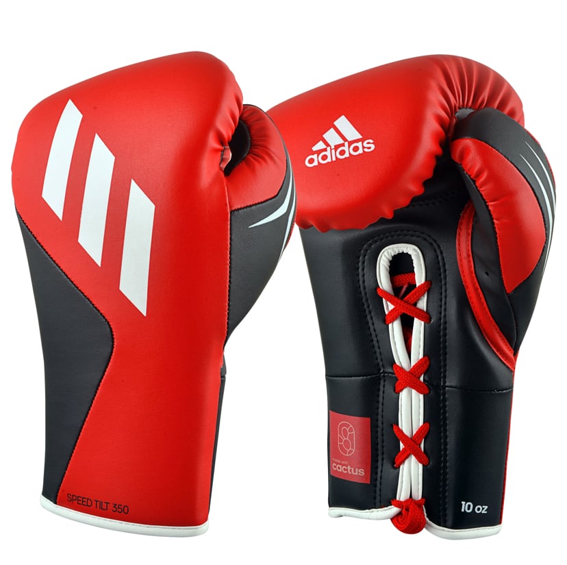 Adidasアディダススピードティルト350レッド/ブラックSpeed TILT 350 Pro Training Boxing Gloves Cactus Leather Lace-Up Red/Black