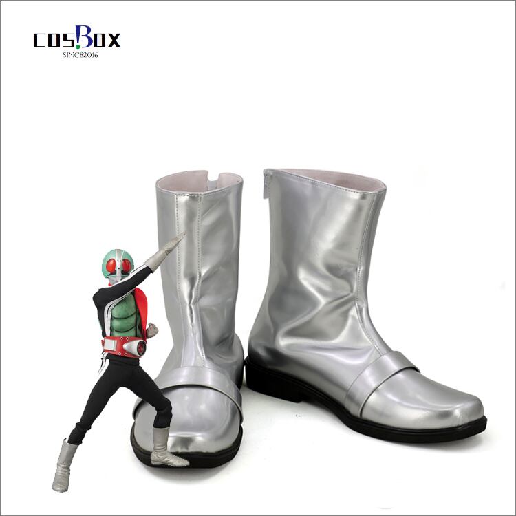 ブーツ 仮面ライダー新1号 靴 ブーツ 銀色 シルバー Cosplay Boots コスプレ 合革 オーダー可能 Cosbox