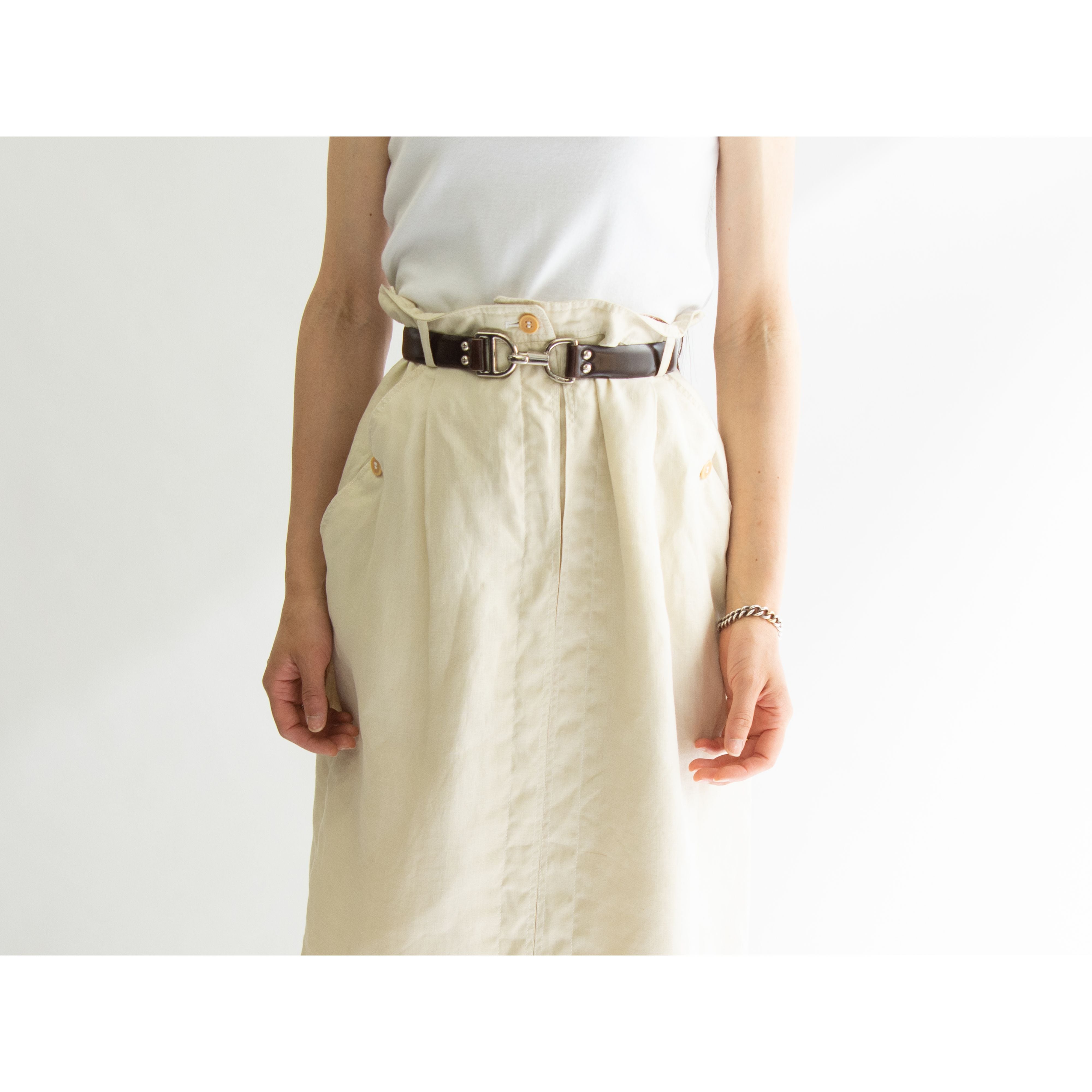 【G.Gucci】Made in Italy 70-80's 100% Linen Skirt（グッチ イタリア製リネンスカート）