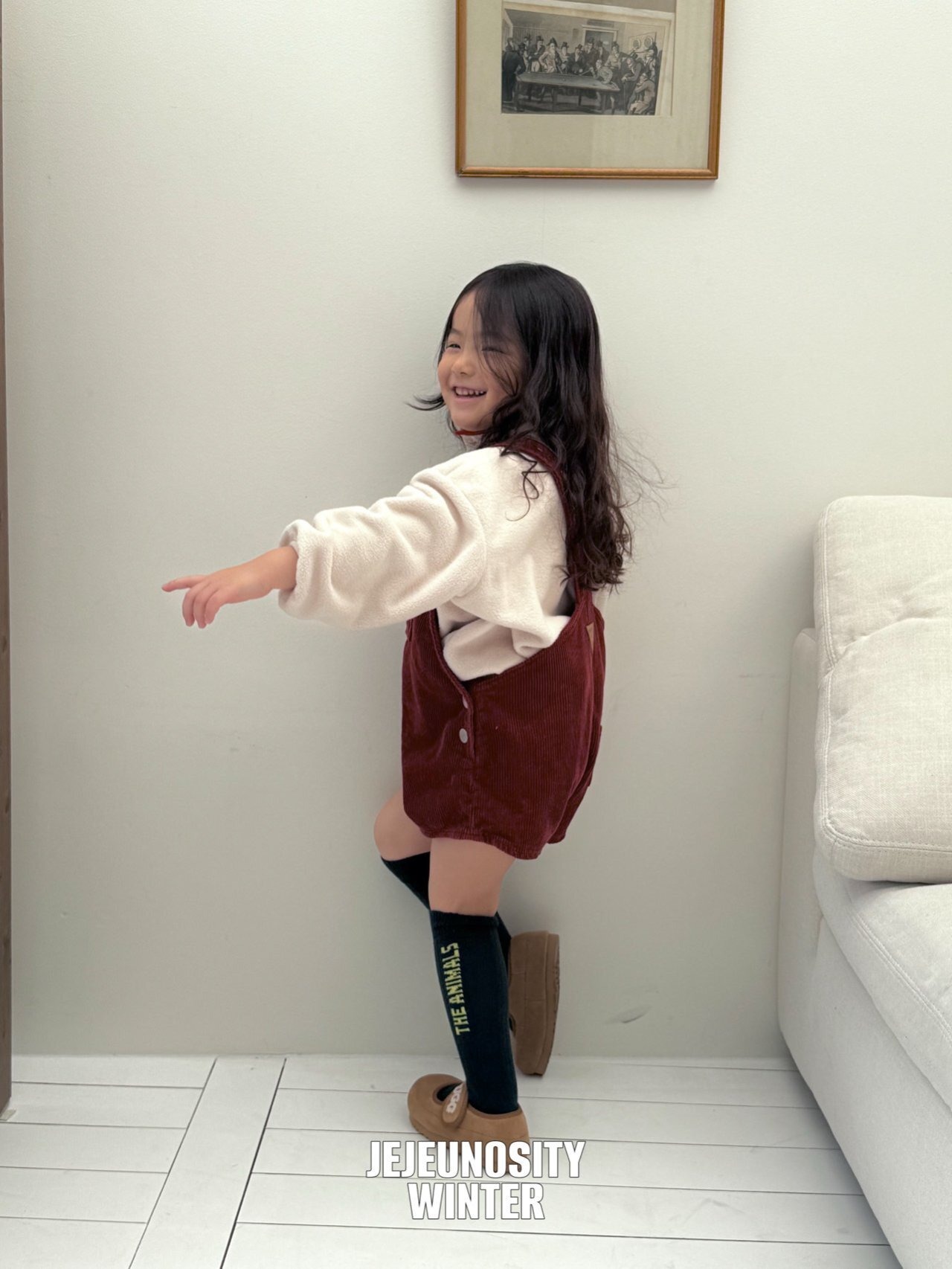 【即納】【JEJEUNOSITY】コーデュロイショートオーバーオール ワイン　80〜120cm 2025 WINTER 韓国子供服 - 6