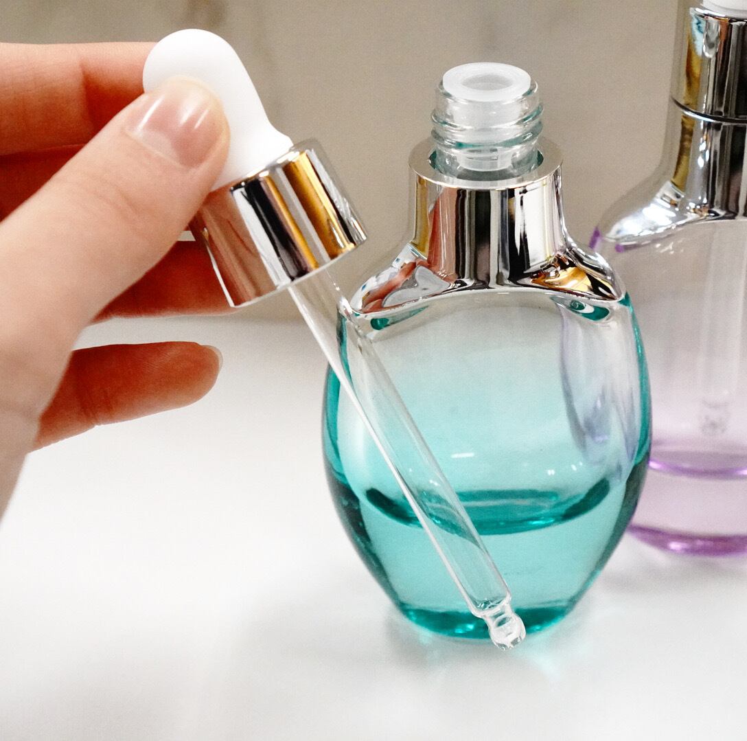 スポイト ボトルグラス】30ml シルバー オーバル 強化ガラス