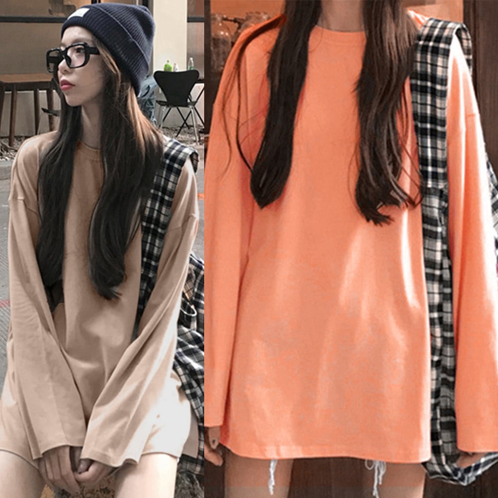 ロング Tシャツ レディース 春秋 韓国 長袖 トップス ストリート