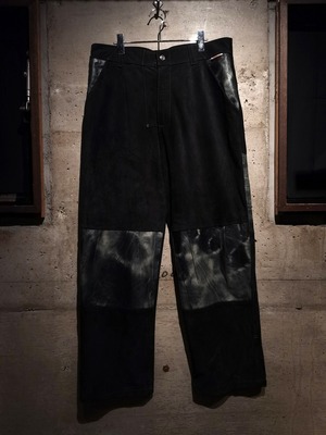 【Caka】"DAVOUCCI" Nubuck × Tie-Dye Leathe Swiching Wide Pants