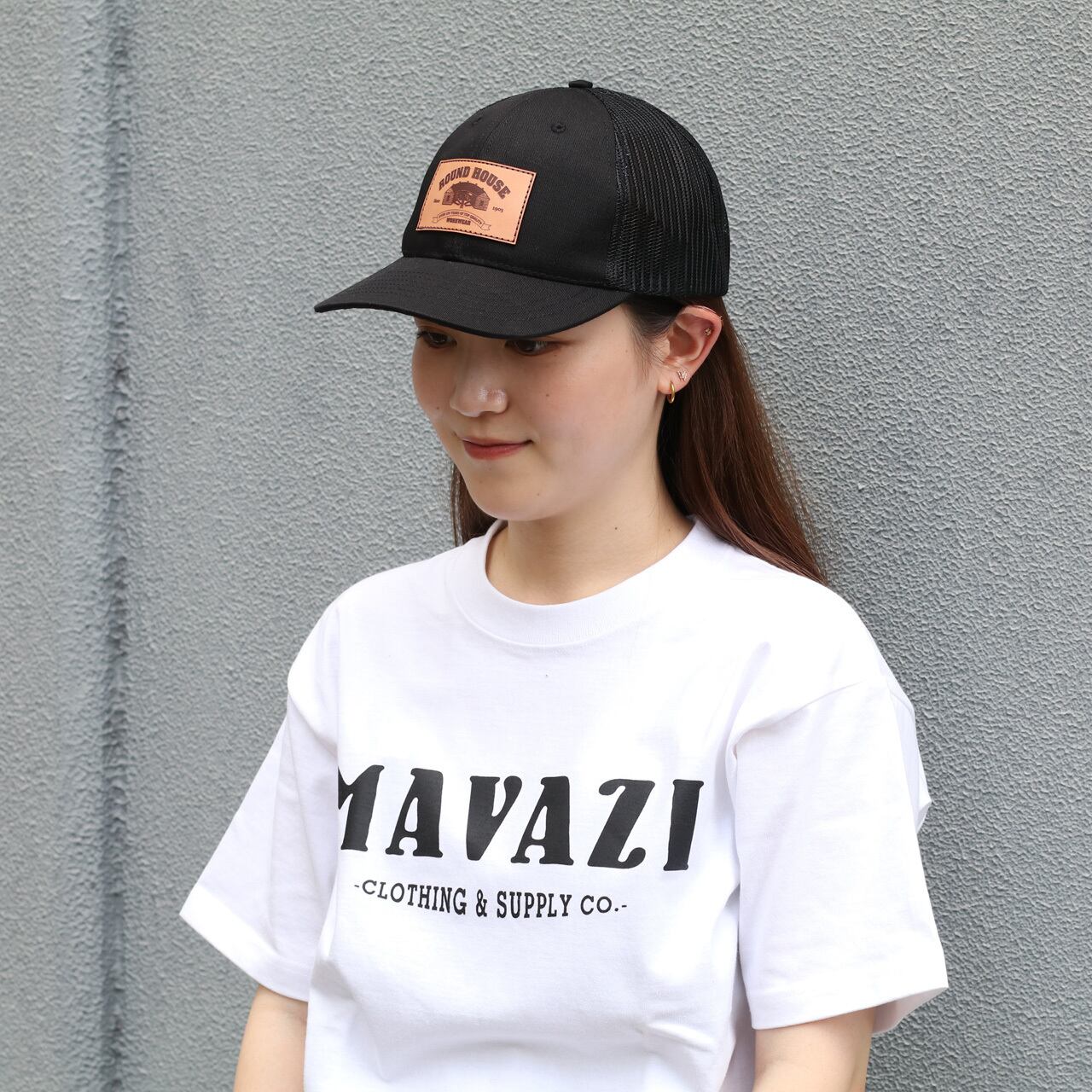 ROUND HOUSE ラウンドハウス #640 LEATHER PATCH TRUCKER CAP レザー