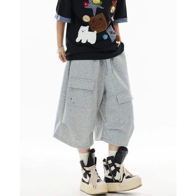 simple grey cropped pants　グレーシンプルクロップドパンツ　J2091