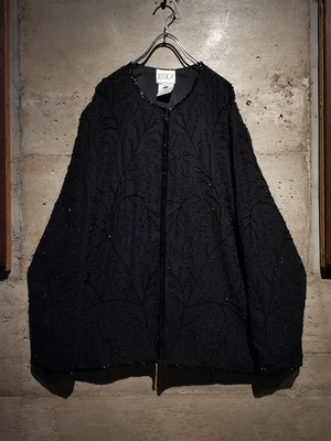 【Caka】Beads Embroidery Vintage Loose No Collar Jacket