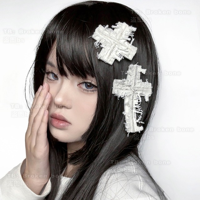ゴシック ヘアアクセサリー レース 十字架 パンクファッション
