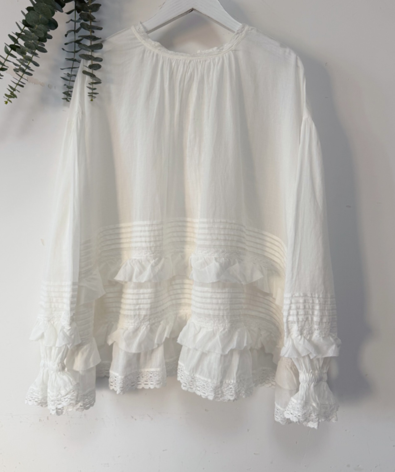 レースゆったり 長袖 ブラウス