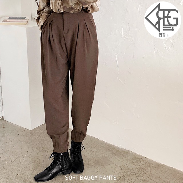 【REGIT】【即納】SOFT BAGGY PANTS 韓国ファッション サルエルパンツ 20代30代 ボトムス レディース おしゃれ 着回し