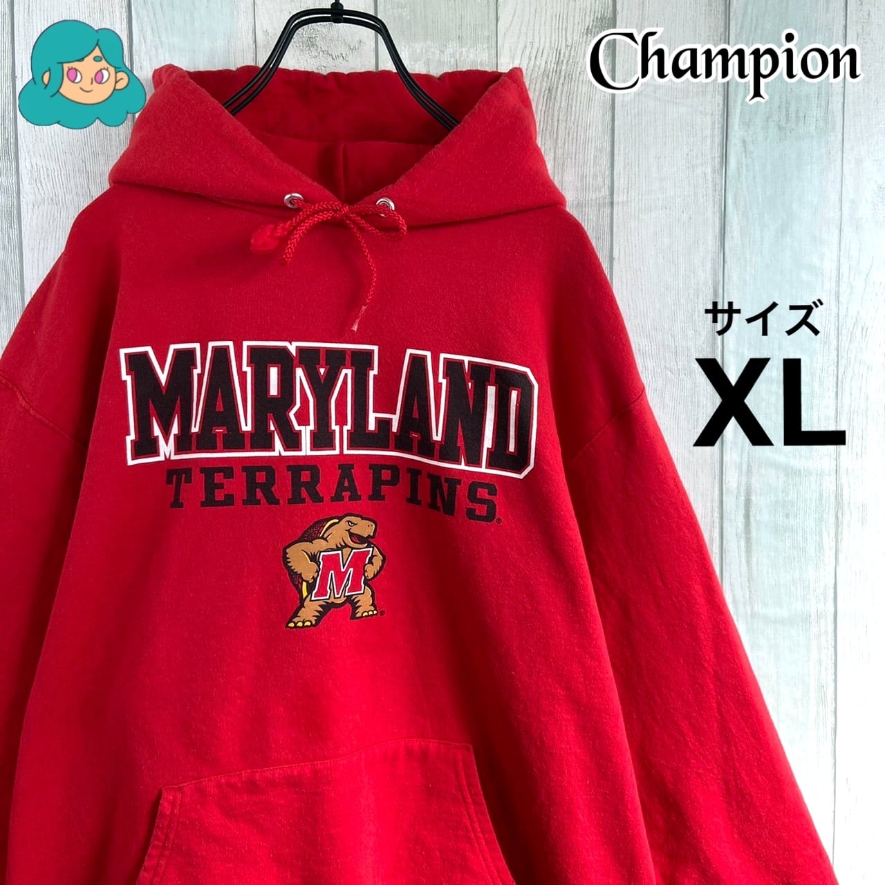 古着 Champion チャンピオン パーカー プルオーバー カレッジロゴ レッド XL