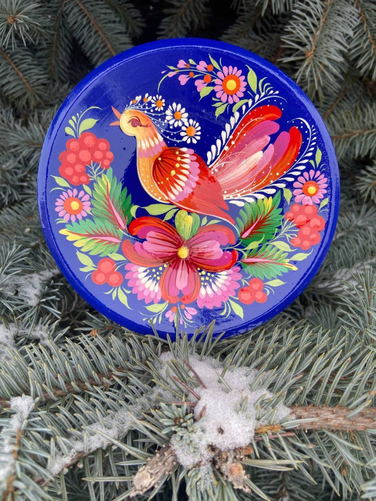 ペトリキウカ塗りのプレート（ティモシェンコ作）13cm - 6