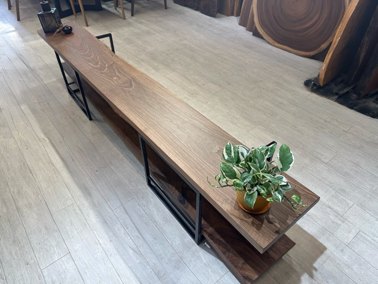 テレビボード　ベンチ 栃(トチ) _ 1760×320×53_浅草本店_テレビボード_2段セット脚付き_
