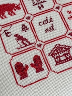 刺繍 クロスステッチ クリスマスのアイコン 赤系（フレーム付き） 18OTb17