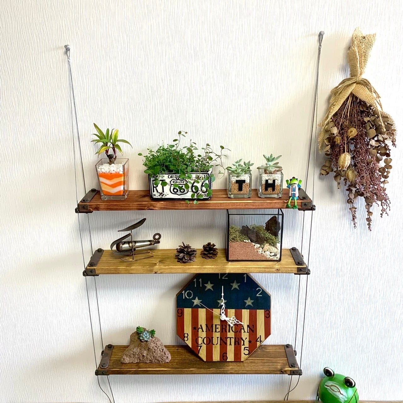 ☆再販☆サイズオーダー可能♪選べるカラー&棚数♪ワイヤー吊り下げ式