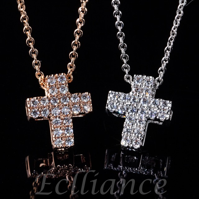 Mini zirconia　Cross Necklace