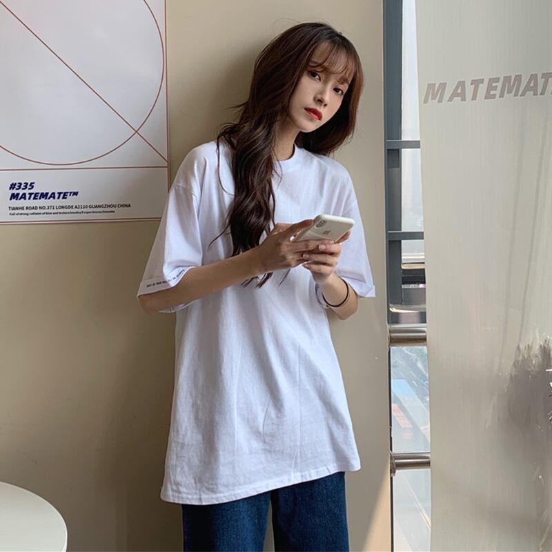 シャツ スプリングオータムスタイルルーズホワイトTシャツ 春物 秋物 1号婦人85498336049