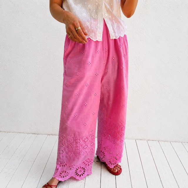 Embroidered Lace Wide Leg Pants 00039