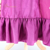 フラダンス 衣装 ワンピース ドレス パープル系 ティアレ柄 イエロー系 ノースリーブ フリル シースルー かわいい 華やか 鮮やか 明るい ハワイアン アロハ ハワイアンプリント フラ ダンス レッスン 練習 ノースリーブドレス フラ衣装 明るい色