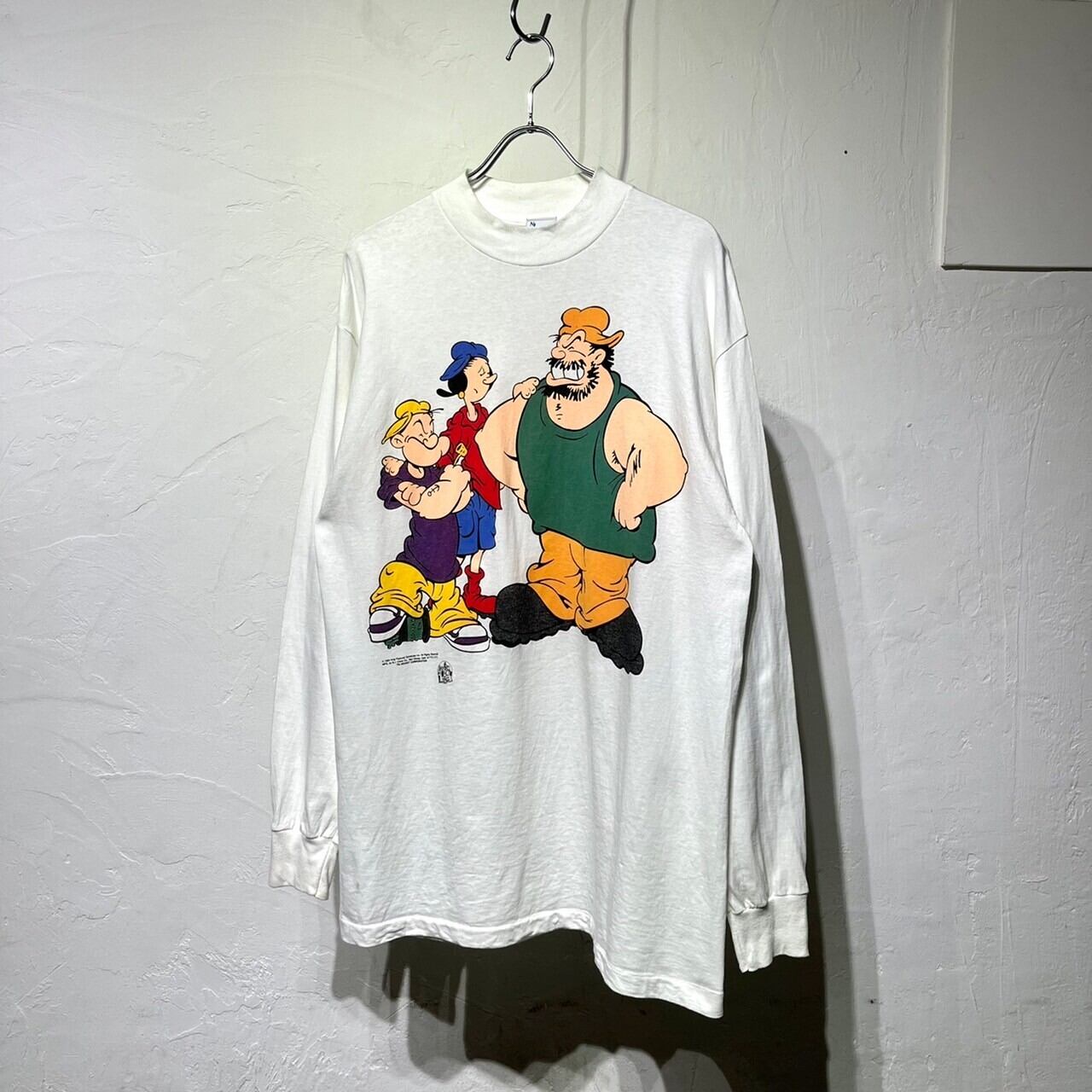 90s(1993) NJ CROCE "POPEYE" L/S Print Tee USA製