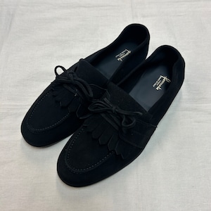 Ferrante BLACK SUEDE KILTIE MOCCASIN SHOES 《6》