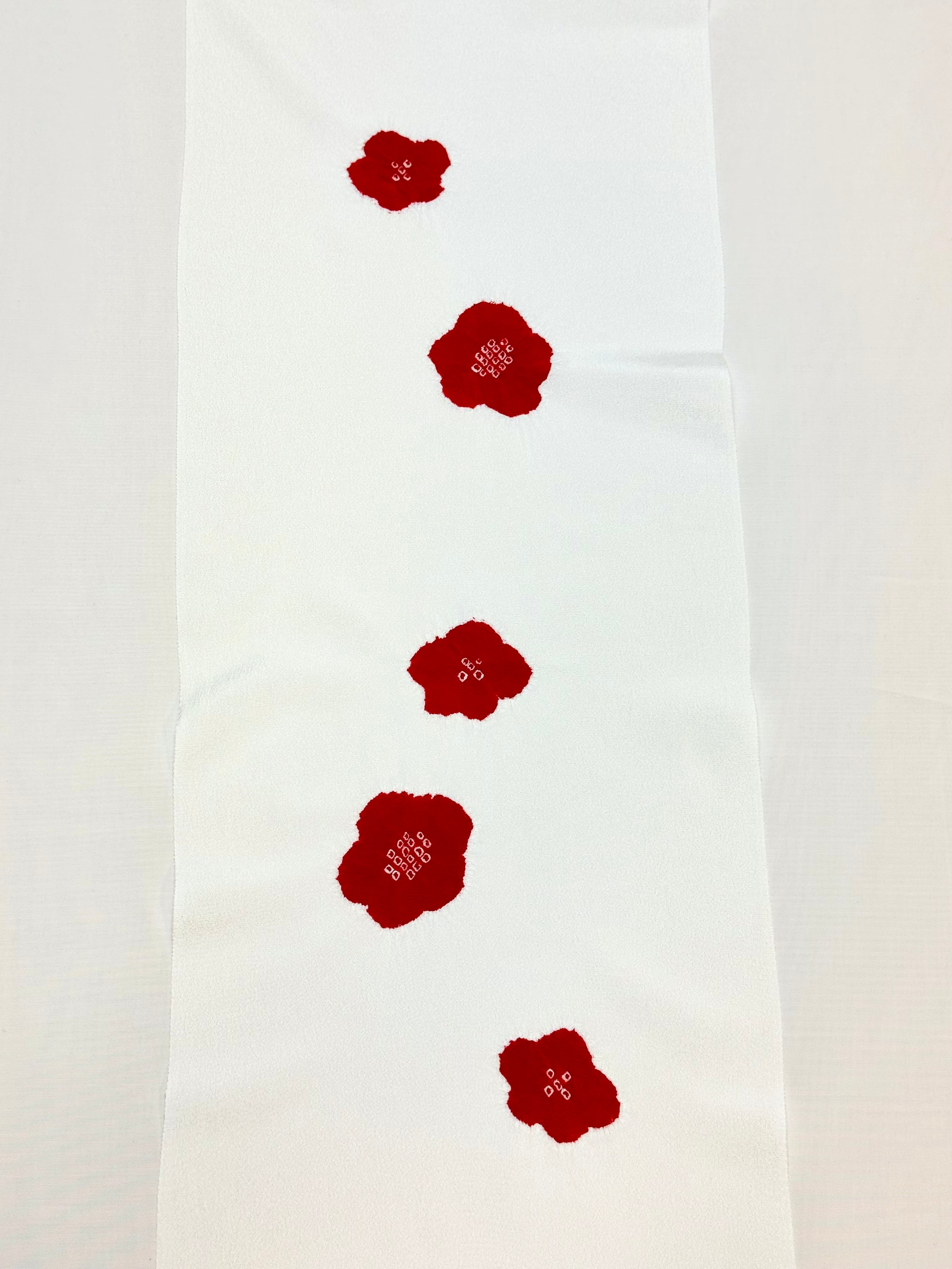 京絞り輪出し 梅柄帯あげ 暖色系 全5色（梅八つ付き、白地色） | 絞彩