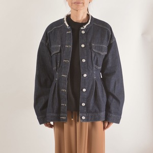 cafune (カフネ)　ウエストギャザーデニムジャケット　色：ネイビー　商品番号：635414
