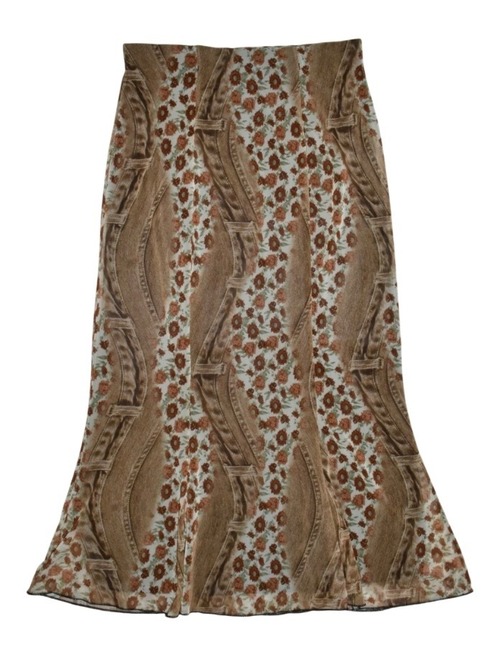 DoReMi Unique Series – Brown Denim Print Floral Skirt