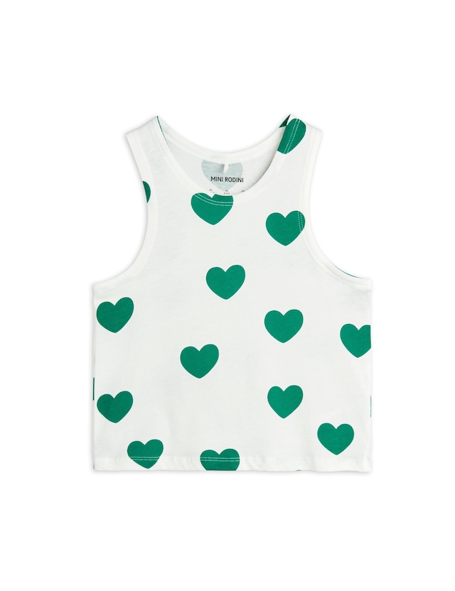 【24AW pre 】minirodini( ミニロディーニ ) Hearts aop tank green タンクトップ　ハート