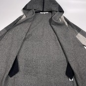 カシミヤ100% PLATINUM mei-mei プラチナムメイメイ ヘリンボーン柄 フーデッド コート 羽織 M/グレー系 レディース